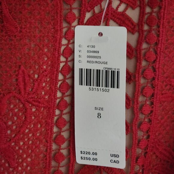 Anthropologie Red Lace Dress NWT Sz 8 Georgia Sleeveless Knee Length Fit & Flare - Picture 8 of 11